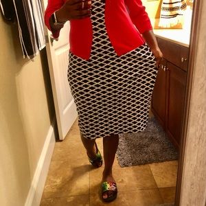 Caracilia Red, Black, and White dress.